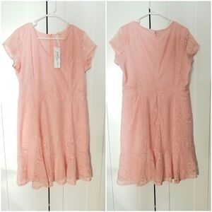 New York Collection Peach Lace  Dress, L. NEW!
